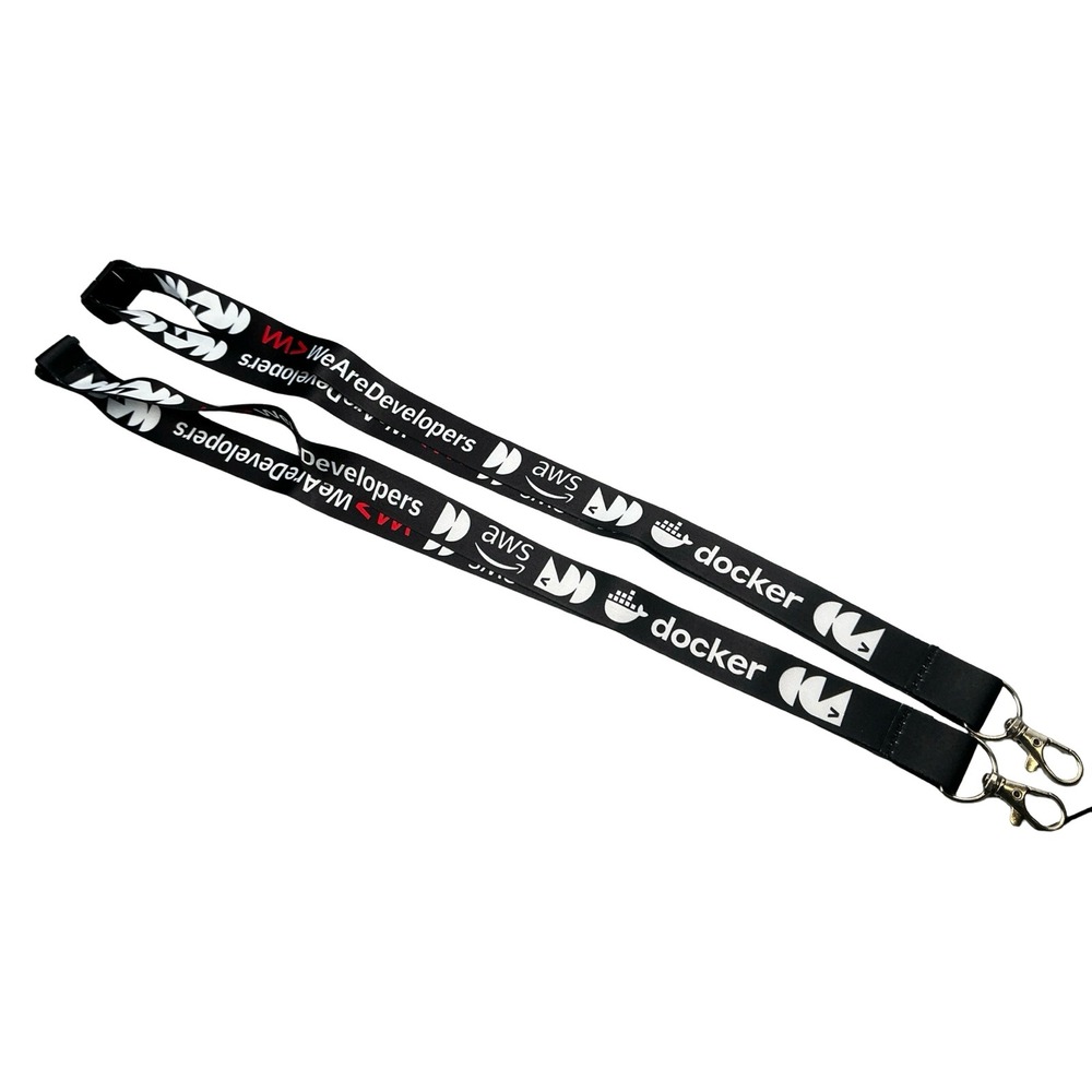 WeAreDevelopers AWS Docker Tech Conference Lanyard Black White Red 2 Pack
